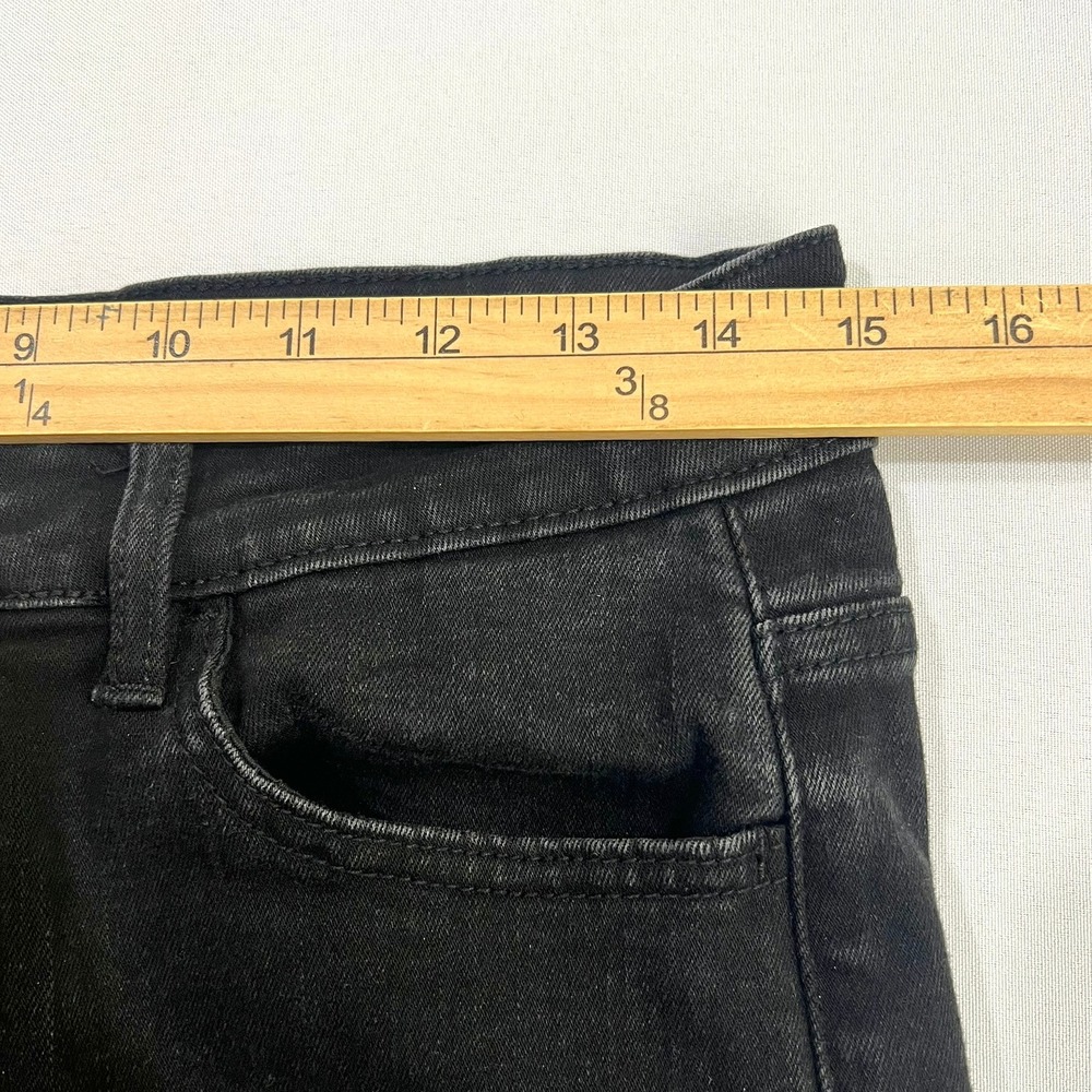 Vervet Blue Jeanne High Rise Crop Straight Jeans Black Distressed Womens Size 30 - Picture 7 of 15